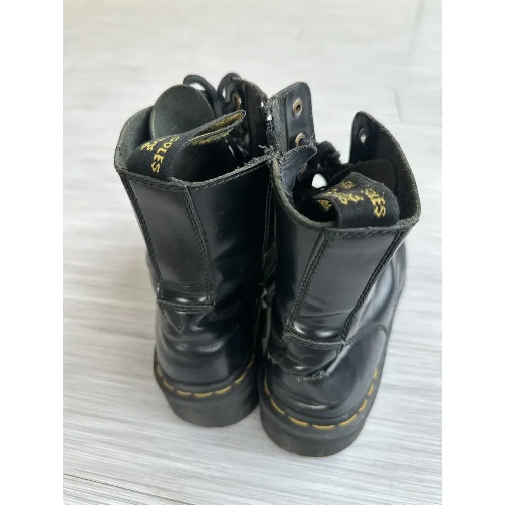Dr. Martens Jadon Platform Black Polished Smooth Leather Boots Sz 9